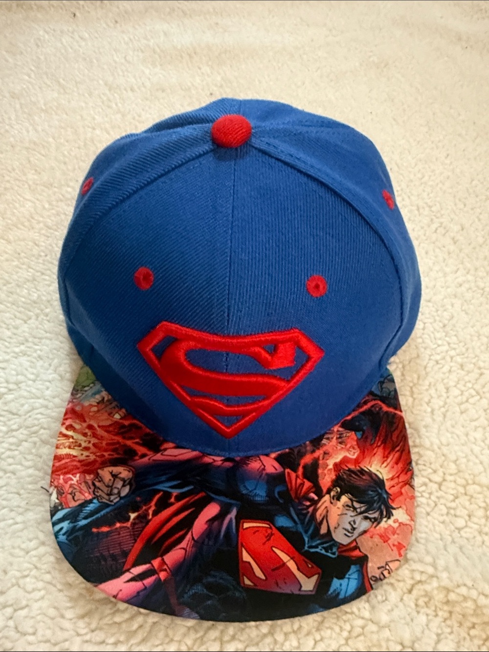 Kids Blue and Red Superman Emblem Cap